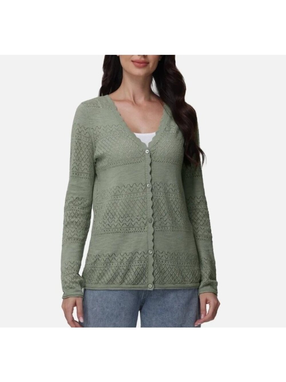 NWT Frye Women's S Cardigan Seagrass Long Sleeve Button Front
